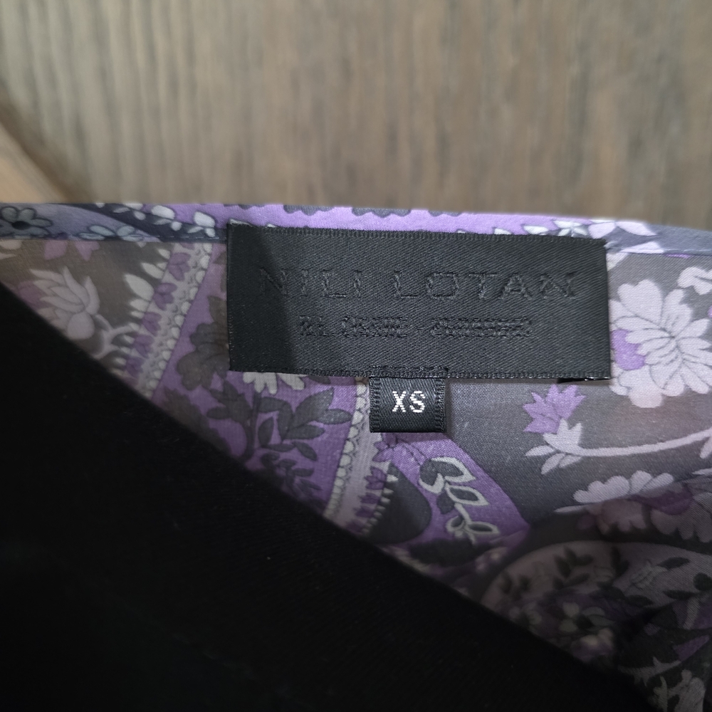 Nili Lotan Purple and White Relaxed Tie Front Blouse - Picture 5 of 5
